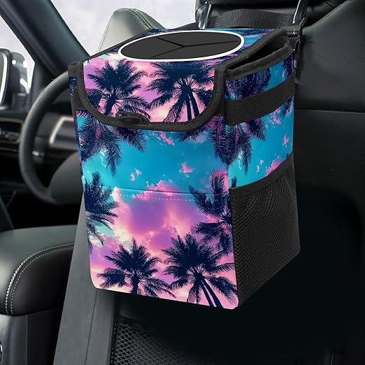 Car Trash Can – Multi-Purpose, Lightweight and Portable with Durable Water-Resistant Coating, No Installation Required, Practical and Ample Capacity, Variety of Colors.Coconut Tree