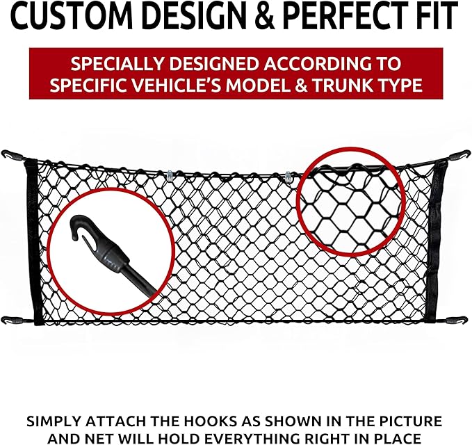 Floor + Envelope Style Automotive Elastic Trunk Mesh Cargo Net for Subaru Outback 2010-2019 - Premium Trunk Organizers and Storage - Luggage Net for SUV - Best Car Organizer for Subaru Outback