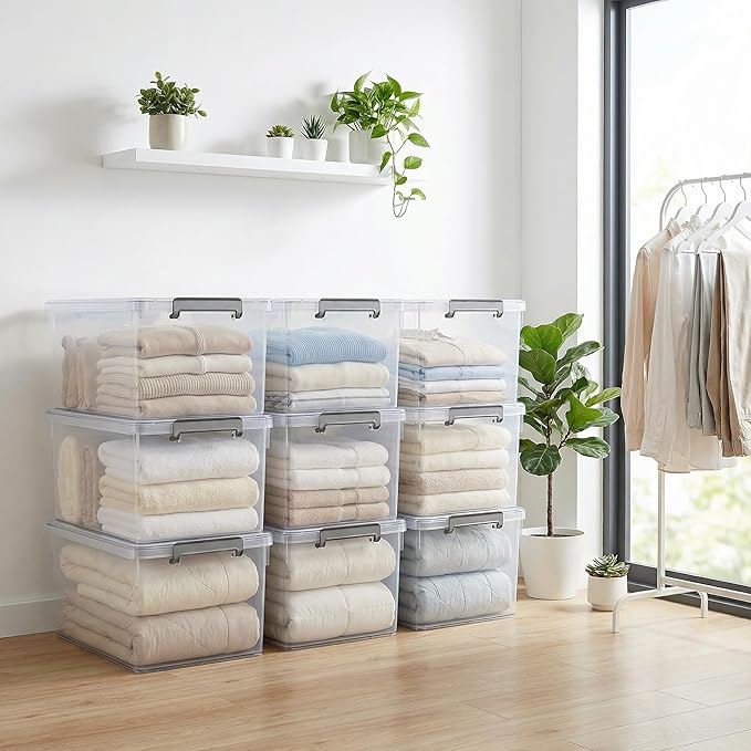 ITYLIFE CITYLIFE Citylife 33 Qt. Plastic Storage Bins with Lids Large Stackable Storage Containers for Organizing Clear Storage Box, 4 Packs Durable Totes for Storage Toys, Clothes