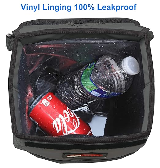 EPAuto Waterproof Car Trash Can with Lid and Storage Pockets, 2.5 Gallon Leakproof, Dark Gray