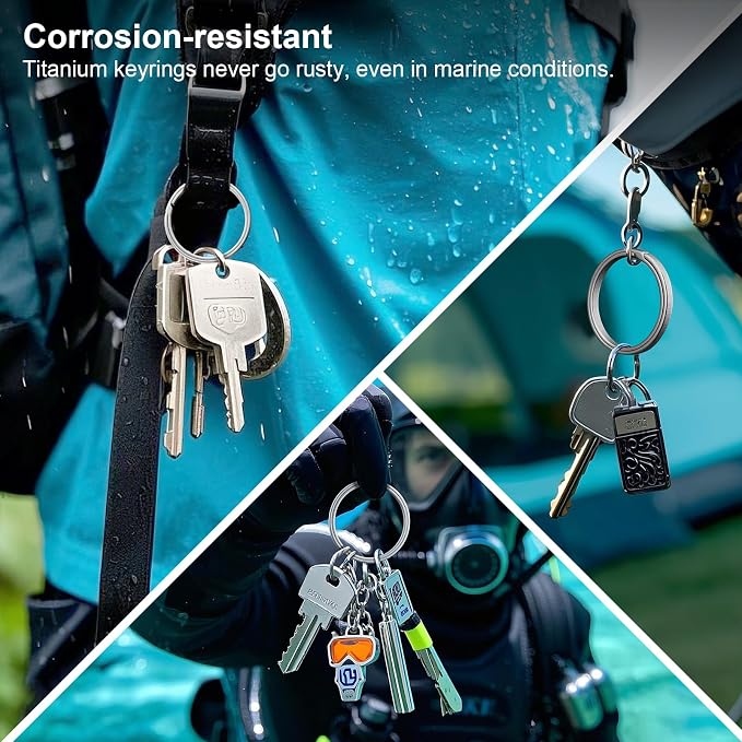 Titanium Key Rings Heavy Duty Side Push Split Key Chain Rings for Key Carabiner Quick Release Keychain