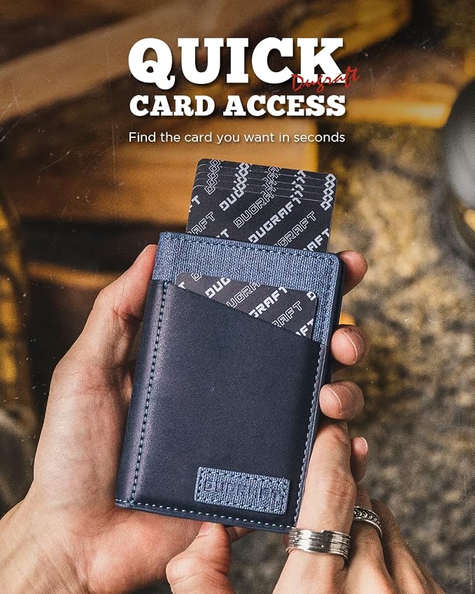 DUGRAFT Card Holder Wallet with ID Window, Mens RFID Blocking Minimalist Slim Pop-Up Wallet Aluminum Metal Credit Card Case, Holds 10 Cards