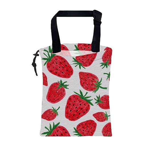 Car Garbage Bag Red Sweet Strawberry Drawstring Car Trash Bag Hanging for Back Seat with Adjustable Buckle Canvas Vehicle Trash Can Easy-to-Install