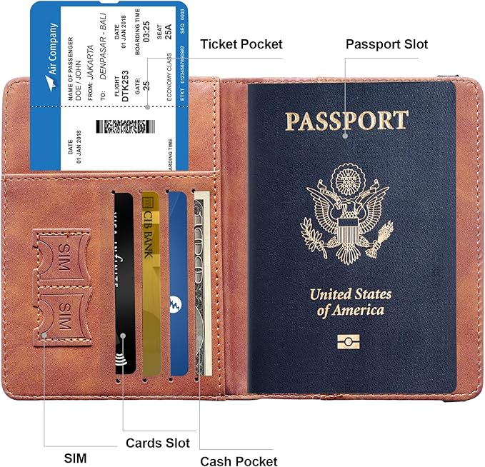 Passport Holder for Travel Women and Men RFID Passport Holder with Card Slots Holder Passport Case Passport cover Passport Wallet Travel Essentials and Accessories