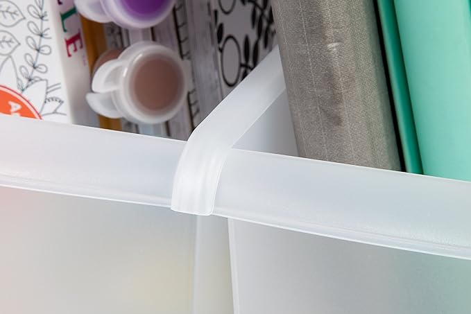 IRIS USA Plastic Book Bin Magazine Holder, 8-Pack, Vertical Standing Connecting Container Box for Office Dorm Study Homework Binder Notebook File Craft Stationery Supplies Organizer Caddy, Clear