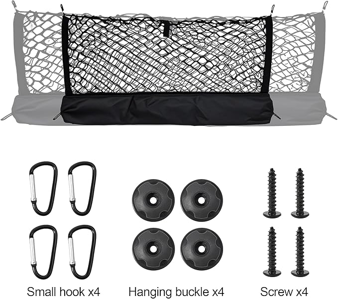 Envelope Style Cargo Net 51"x17.7", Universal Automotive Truck Bed Cargo Net with Storage Bag - Heavy Duty Carabiners - Upgraded 4.5mm Bungee