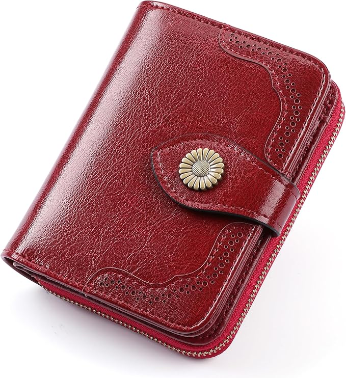 SENDEFN Small Womens Wallet Leather RFID Blocking with Multiple Card Slots and Zipper Coin Pocket