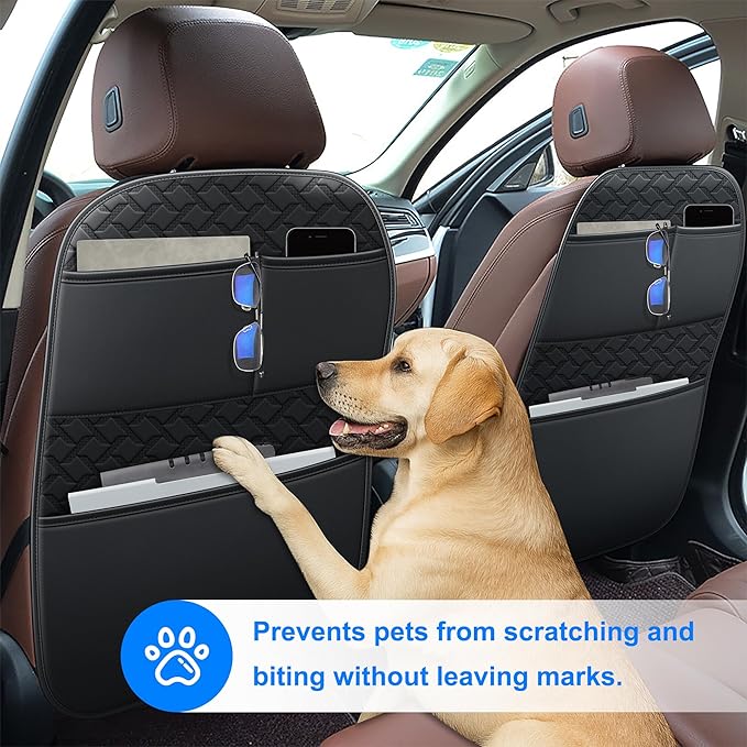 Back Seat Protector 2 Pack Fit for Ford Explorer Car Kick Mats for Kids Upgraded Version with Storage Organizer Waterproof Dirt Proof Faux Leather Auto Accessories (Black)