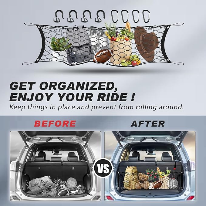 Karltys Envelope Style Cargo Net for Kia Telluride 2026 2025 2024 2023 2022-2020, Elastic Heavy Duty Rear Trunk Mesh Cargo Netting Storage Organizer for 2025 Kia Telluride Accessories