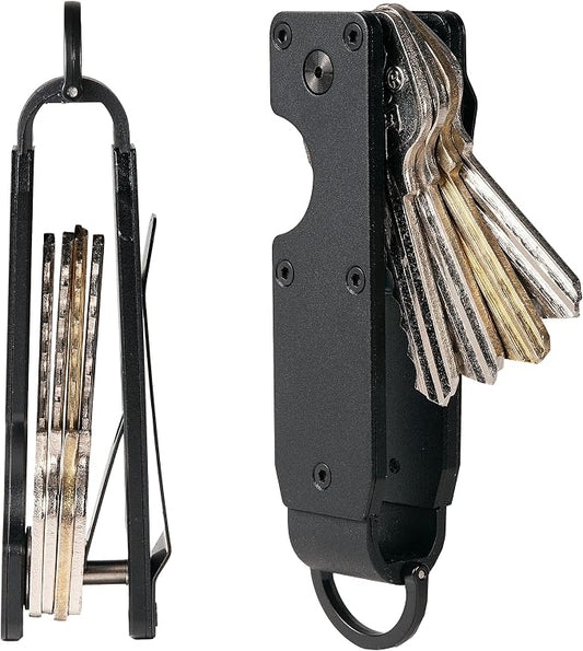Compact Metal Key Organizer Minimalist Key Holder Secures 1-5 Keys | Durable solid metal key case, slim pocket design, safely holds up to 5 keys, lightweight portable daily keychain accessory