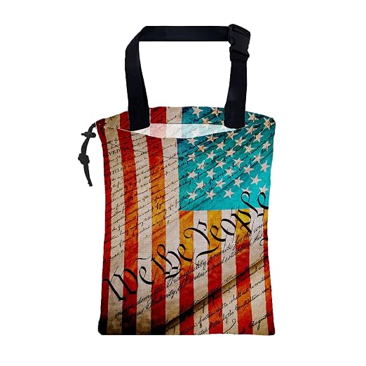 We the People Car Trash Bag American Flag Hanging Drawstring Car Organizer and Storage Bag with Adjustable Buckle Canvas Garbage Bin for Back Seat or Hanging Headrest Car Decor Road Trip Essentials