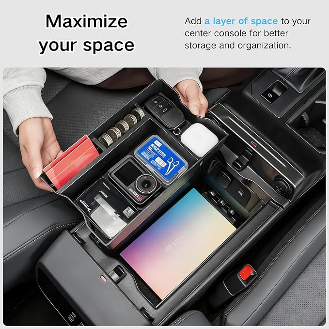 Upgraded Center Console Organizer Compatible with 2026 Toyota RAV4 6th Gen Accessories, Interior Insert ABS Materials Tray, Armrest Box Secondary Storage Tray