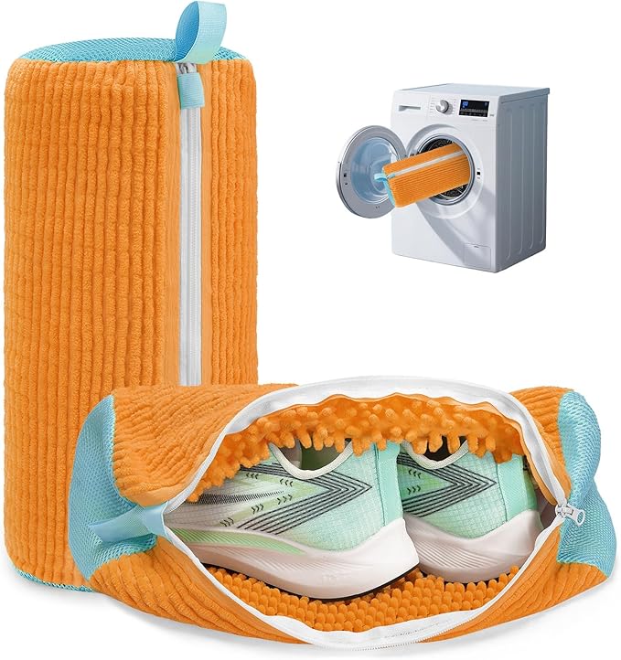 Shoe Washing Machine Bag Laundry Shoe Bag for Washer and Dryer Reusable 2pc Shoe Cleaning Bags for Sneakers 360° Deep Cleaning Machine for All Shoes Types With Self-locking Zipper