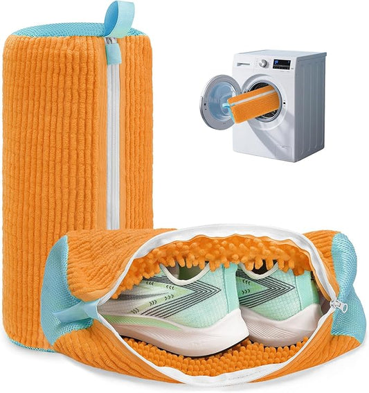 Shoe Washing Machine Bag Laundry Shoe Bag for Washer and Dryer Reusable 2pc Shoe Cleaning Bags for Sneakers 360° Deep Cleaning Machine for All Shoes Types With Self-locking Zipper