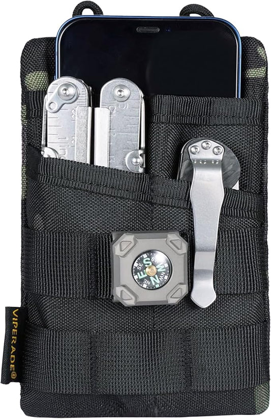 VIPERADE VE3 Tool Pouch Pocket Organizer, Nylon Tool Belt Loop Pouch with 4 Pockets Tool Storage EDC Pouch for Flashlight/Pocket Knife, Tactical Pen, Notebook (Black Camo)
