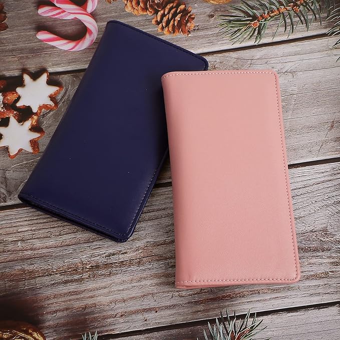 Sanlykate Leather Checkbook Cover for Men and Women, Check Book Case Card Holder with Free Divider, Standard Register Duplicate Checks with pen inserts