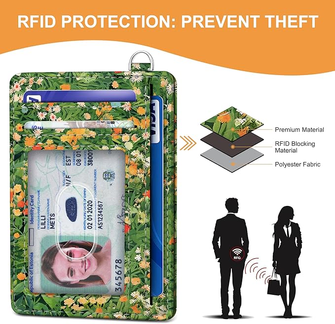 SEAVILIA Credit Card Holder for Women, Black Cat RFID Wallet Women, Slim Minimalist Front Pocket Card Holder, Cute Thin Travel RFID Blocking Card Case, Small Wallets Woman Gifts Girls