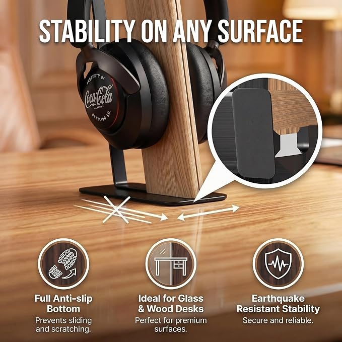 Headphone Stand for Desk, Weighted Base Headset Holder for AirPods Max Sony Bose Beats Sennheiser, Stable Gaming & Studio Earphone Rack, Light
