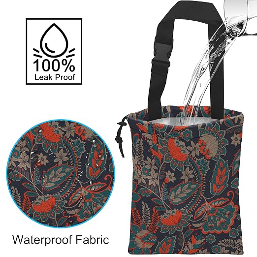 Car Trash Bag Hanging Luxury Paisley Flowers Car Trash Can Waterproof Garbage Bag Hanging for Car Back Seat