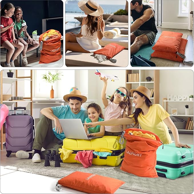 WiseBoy 2-Pack Travel Laundry Bags | Washable Wet Dry Bags for Gym | Odor-Resistant Dirty Clothes Organizer | Waterproof Swimsuit & Workout Gear Pouch with Heavy-Duty Zipper