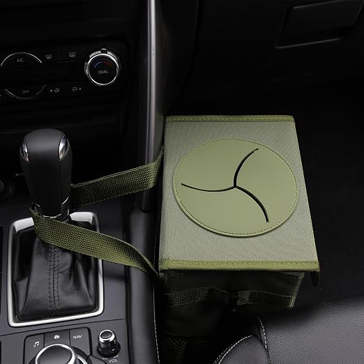 AOKJOY Car Garbage can with lid Leak Proof Vehicle Trash Can 3 Storage Pockets Hanging Waterproof car Trash Bag for SUV Green