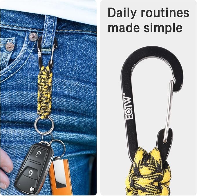 EOTW Carabiner Keychain,Paracord Keychain Small Aluminum Clip D Ring for Camping, Hiking, Fishing, Or As A Key Organizer