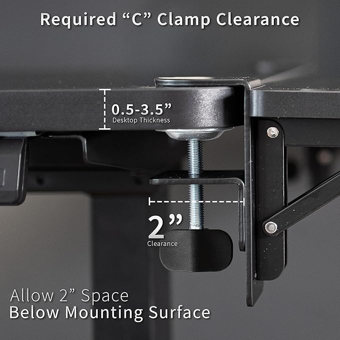 VIVO Clamp-on 24 x 12 inch Foldable Desk Extender, Wrist Support Arm Rest, Office Keyboard Tray, Side Table Extension Attachment, White, DESK-EXT24W