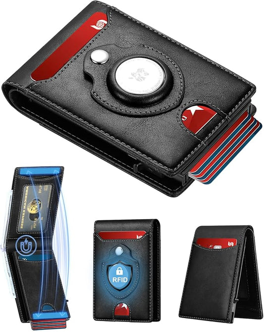 furid Airtag Wallet For Men - Smart Apple Air Tag Wallet with Airtag Holder, Rfid Pop Up Slim Minimalist Wallets,Gifts Boxed