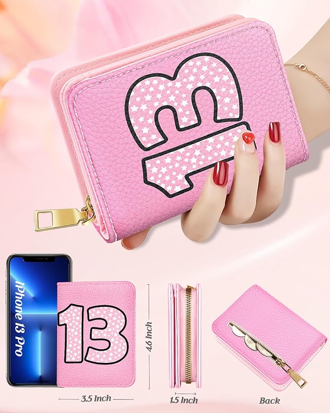 Bistup Credit Card Holder Wallet for Women Cute Leather Ladies Teen Girls Female Cardholder Wallets Accordion Purse Small Medium Aesthetic Print Concert Merch Unique Modern Y2k Rfid Zipper Around