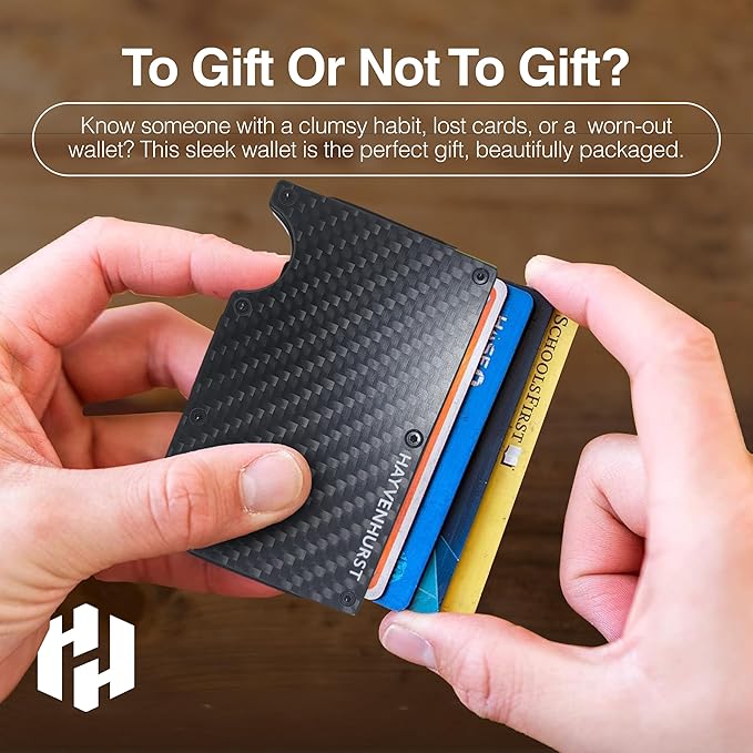 Hayvenhurst Wallet for Men - Slim RFID Blocking Metal Wallet with Cash Strap, Minimalist Front Pocket Credit Card Holder, Small Mens Wallet | Reinvented Design, Slim, Minimalistic, Seamless, Blocks RFID Scanners, Cash Strap