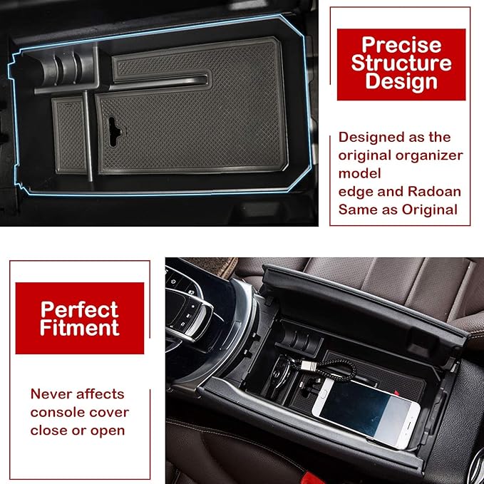 TTCR-II Compatible with Mercedes Benz C Class W205 Center Console Organizer 2015-2021 (Sedan & Coupe Only), for GLC W253 Console Organizer Tray 2016-2022, for GLC Coupe Middle Storage Tray 2016-2023