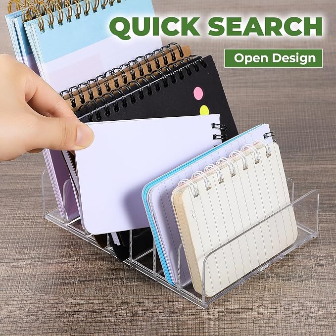 4 Pcs Acrylic Mail Holder, Acrylic File Mail Desktop Organizer Sorters, 7 Compartments Acrylic Mail Organizer, Clear Desk Organizer File Holders, Acrylic Letter Organizer for Office, Home, School