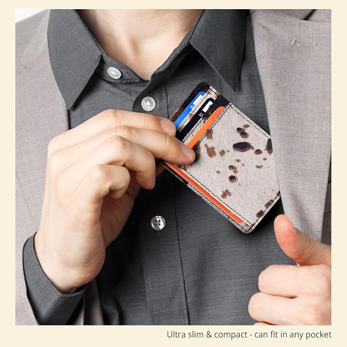 Oak Leathers Leather Slim Minimalist Wallet for Men & Women RFID Front Pocket Leather Card Holder Wallets (Cow Jersey)