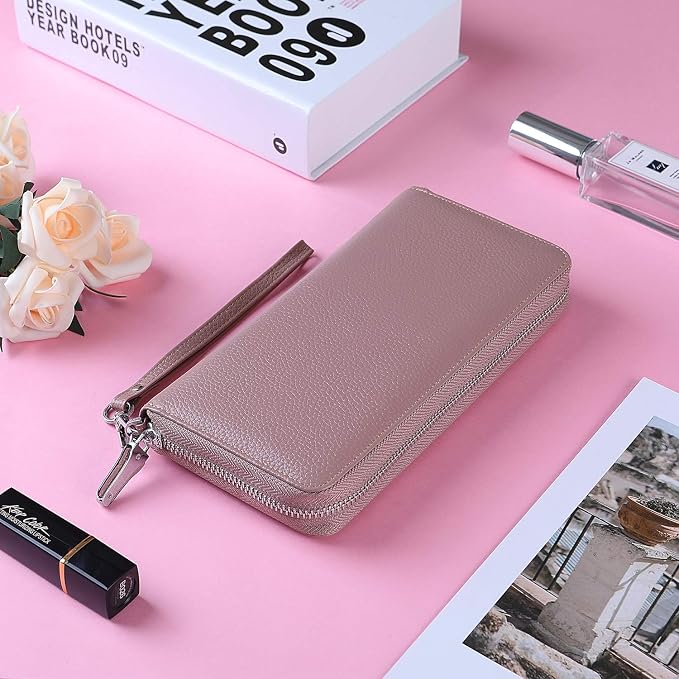 Lavemi Small Compact Women Wallet RFID Blocking Genuine Leather Bifold Purse with ID Windows