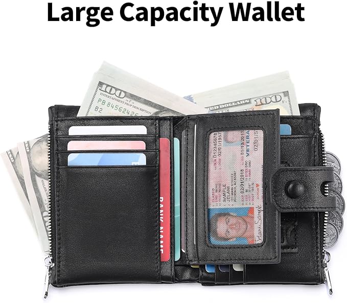 FALAN MULE Wallet for Men Large Capacity Genuine Leather Men Wallets RFID Blocking