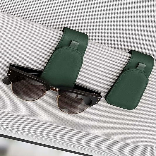 Sotfamily Sunglass Holder for Car Visor, Suede Cloth Magnetic Sunglass Organizer for Car Accessories, 2 Packs, Grass Green