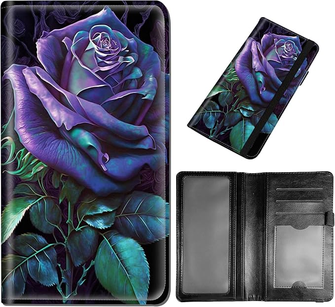 Checkbook Cover - PU Leather Standard Duplicate Register Check Card Book Holder Wallet with RFID Blocking Function for Girl Men Women, A Purple Rose
