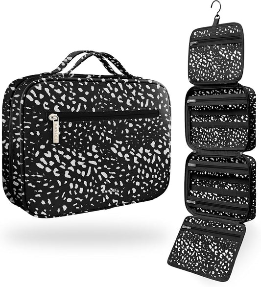 VANDEL Waterproof Hanging Toiletry Bag [TSA-Approved] Hanging Makeup Organizer Bag, Cosmetic Travel Bags for Women, Makeup Case Toiletries Organizer Hygiene Bathroom Shower Caddy - White Leopard
