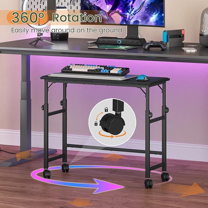 Snughome Mobile Keyboard Tray with Mouse Pad, Height Adjustment 23"-31", Keyboard Standing Desk, Rolling Under-Desk Extender with Lockable Casters, Desk Accessories for Home Office