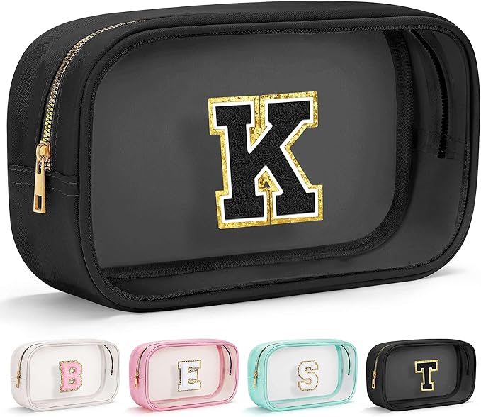 YOOLIFE Birthday Gifts for 3 4 5 6 7 8 9 10 11 12 13 Year Old Girls Travel Makeup Bag Pouch Toiletry Bag for Girls Kids Clear Makeup Bag Cosmetic Bag Birthday Gifts for Girls Kids Preppy Stuff Black K