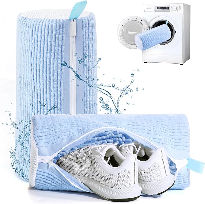 Aship Shoe Washing Machine Bag, Laundry Shoe Bag for Washer and Dryer - 2PC Reusable Shoe Cleaning Bag for Sneakers,Tennis Shoes, 360° Deep Cleaning With Self-locking Zipper for All Shoe Sizes - Blue