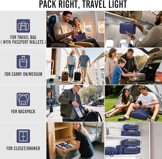 Veken 10 Set Packing Cubes for Travel Essential, Suitcase Organizer Bags in 4 Sizes, Carry-On Luggage Accessories with Large Laundry & Hanging Toiletry Bag, Must-Have for Airplane, Road Trip & Camping