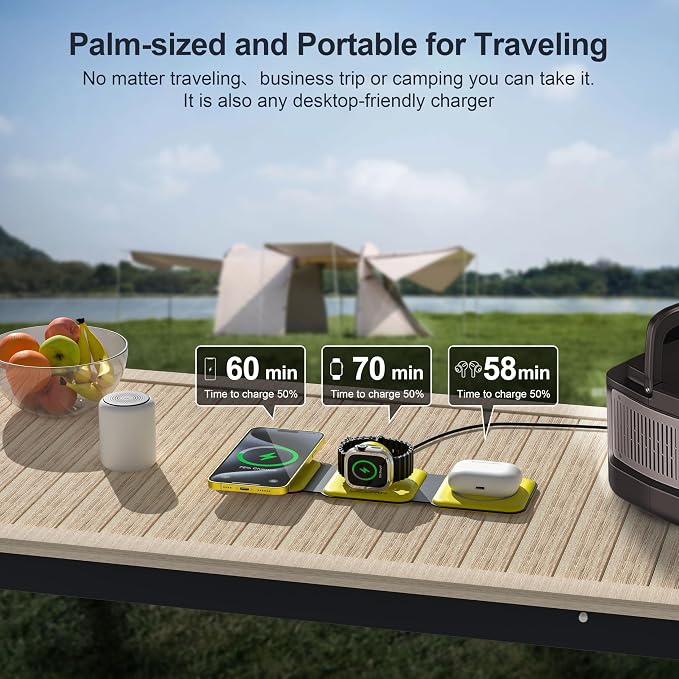 3 in 1 Charging Station for Multple Devices,Foldable 3 in 1 Wireless Charger for Travel,Nano Wireless Charging Station for iPhone16 15 14 13 12 Pro Max/Watch 10 9 8 7 6 5 4 3 Ultra/AirPod Pro