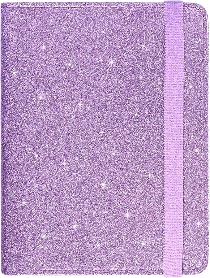 ACdream Passport Holder Cover, Leather Travel Wallet Case, RFID Blocking Document Organizer Protecrtor, with Slots for Credit Cards, Boarding Pass, for Women and Men, Glitter Purple