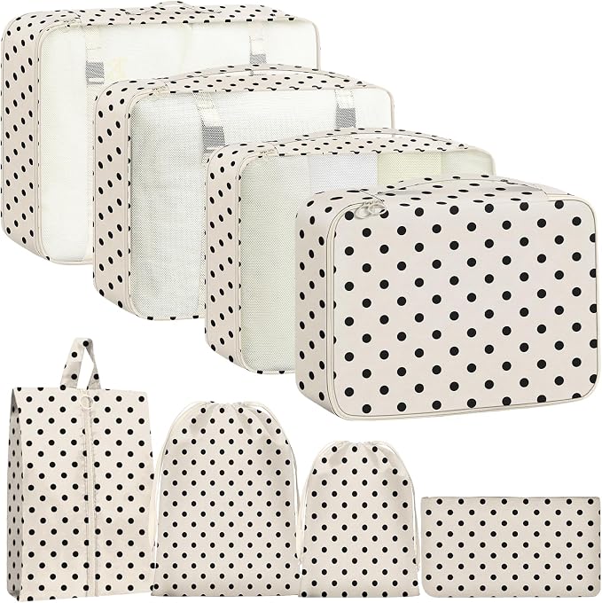 Packing Cubes for Travel - 8 Set Luggage Organizer Bags for Family, Mesh Breathable Packing Cubes for Suitcases Durable Travel Essentials Bags Set