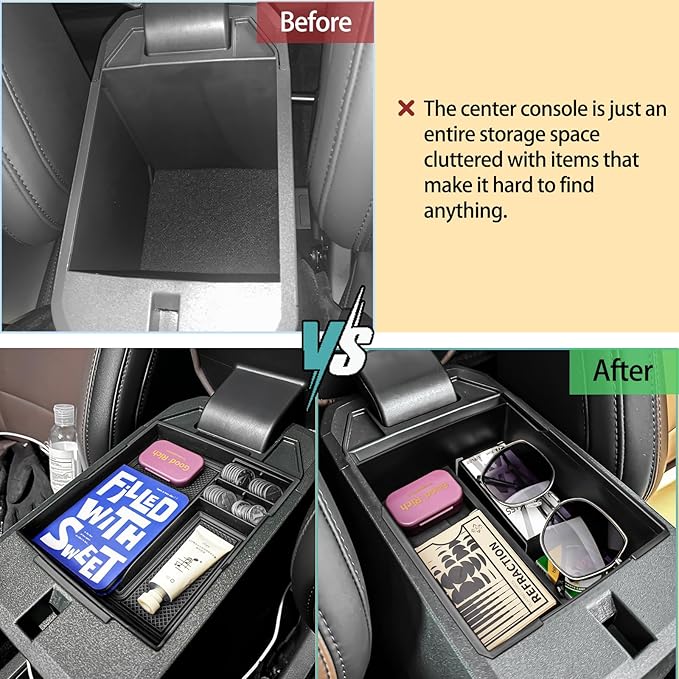 2PCS Center Console Organizer Compatible with Ford Maverick 2022 2023 2024 2025 2026 Accessories, Storage Box Insert Tray Set for Maverick XL XLT Lariat Pickup Truck (Upper and Lower)
