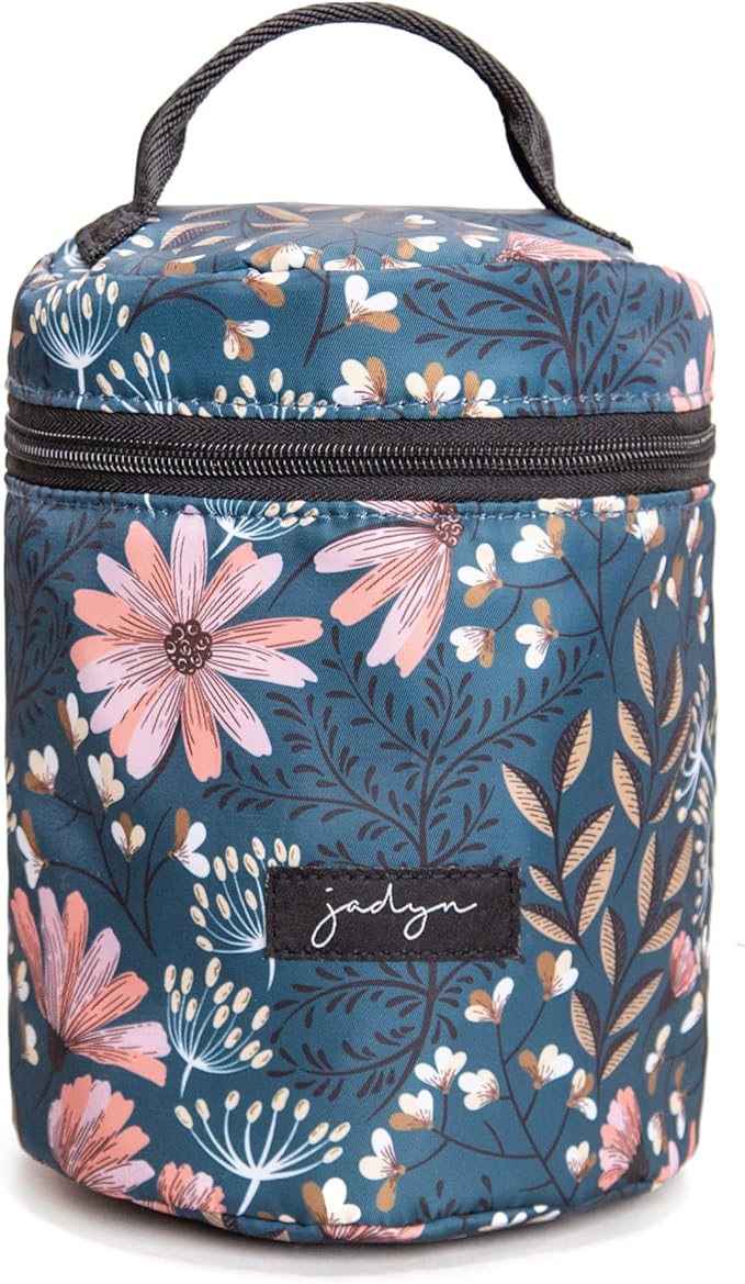 Jadyn Cosmetic Zip Makeup Bag, Travel Cosmetic Pouch for Toiletries, Make Up, and Accessories, Water Resistant Travel Makeup Bags for Women, Designs (Navy Floral)