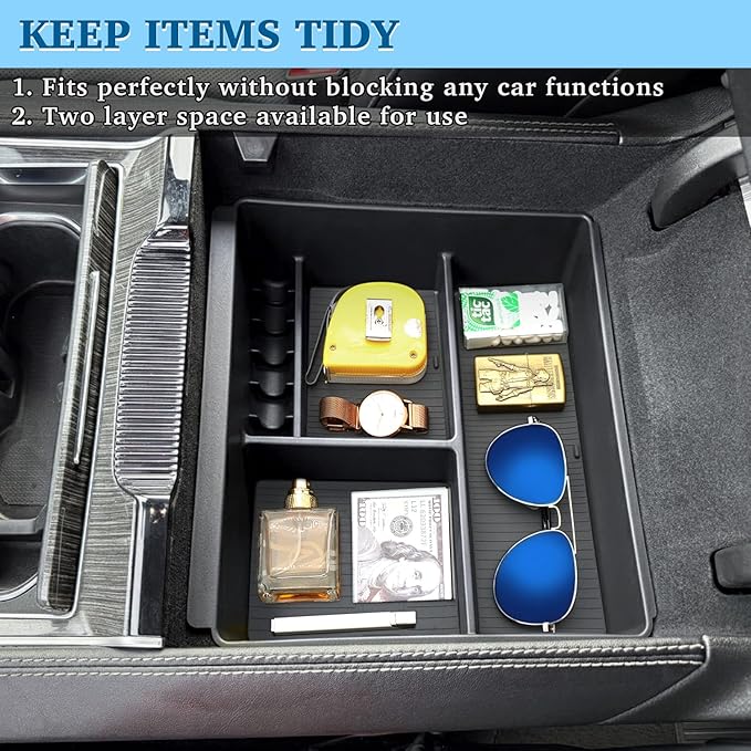 Center Console Organizer for 2022-2026 Jeep Wagoneer/L & Select Grand Wagoneer/L Accessories, Armrest Storage Box Insert Tray with Coin Slot (NOT For Wagoneer S)