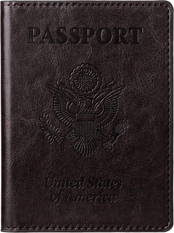 TIGARI Passport Holder for Travel Women Men, Valentines Day Gifts PU Leather Wallet Cover Case Sleeve, Waterproof Protected Document Organizer, Vacation Plane Cruise Travel Essentials