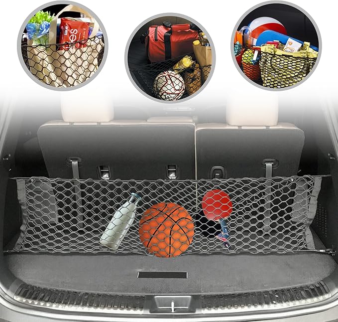 Envelope Style Automotive Elastic Trunk Mesh Cargo Net for KIA Telluride 2020-2024 - Premium Trunk Organizers and Storage - Luggage Net for SUV - Best Car Organizer for KIA Telluride